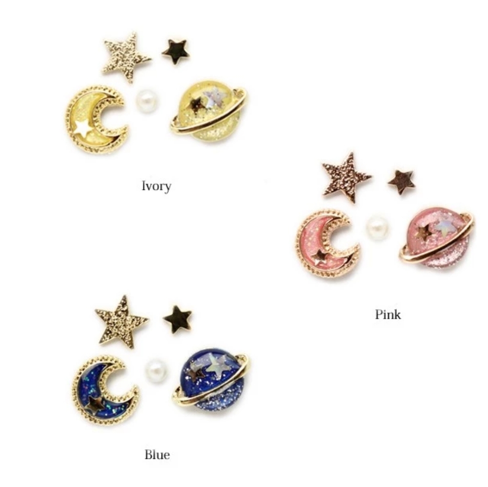 Pink or Blue Galaxy Earrings Set